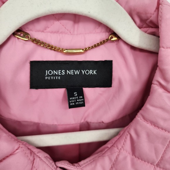 Jones New York Quilted Jacket SP Diamond Barbiecore Lightweight Button Pink Gold - Picture 3 of 12